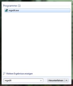 RegEdit.exe Suche unter Windows 7